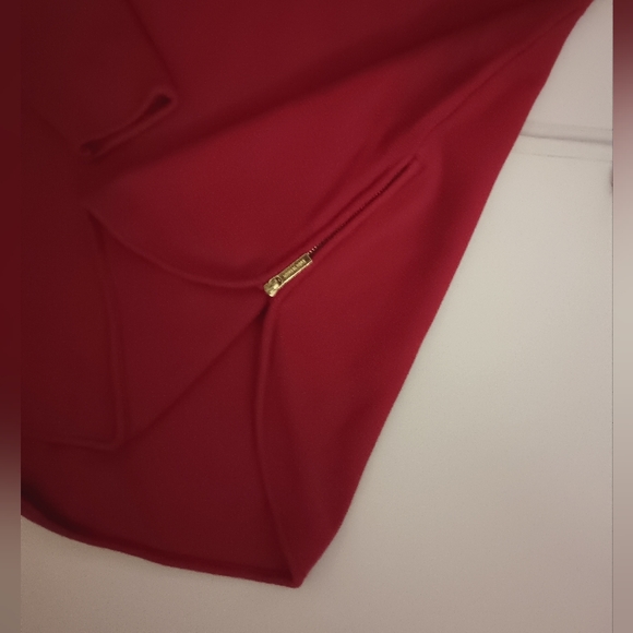 Michael Kors Women's Size Large Red Long Sleeve Sweater With Zippers High Low - Picture 4 of 6